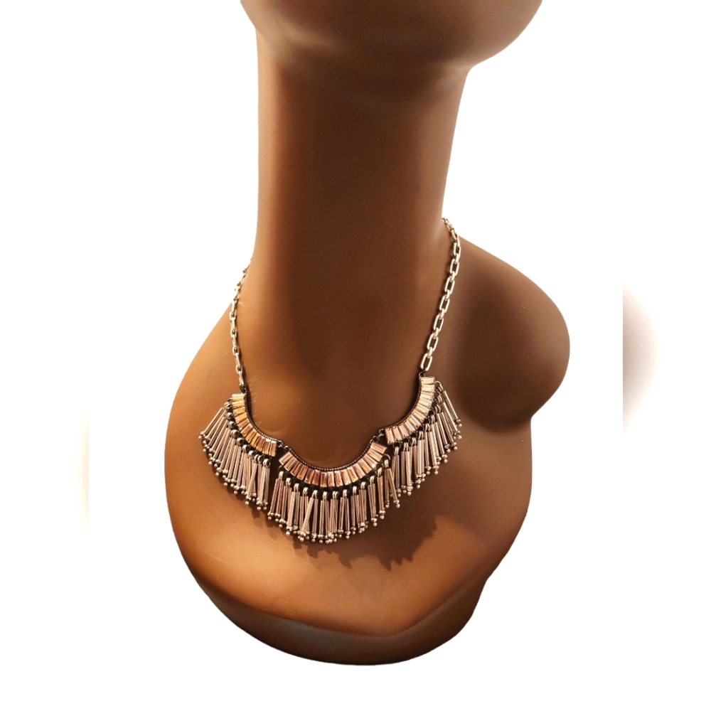 Tribal BOHO Necklace Citrine & Silver Claw-Clasp, Statement Piece